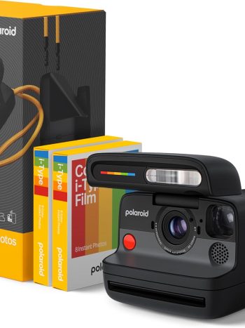 Flip Instant Camera + Color Film Bundle (16 Photos Included) - Black (6565) - Hyperfocal 4-Lens System, Sonar autofocus, and Sence Analysis with Bluetooth paired Companion app